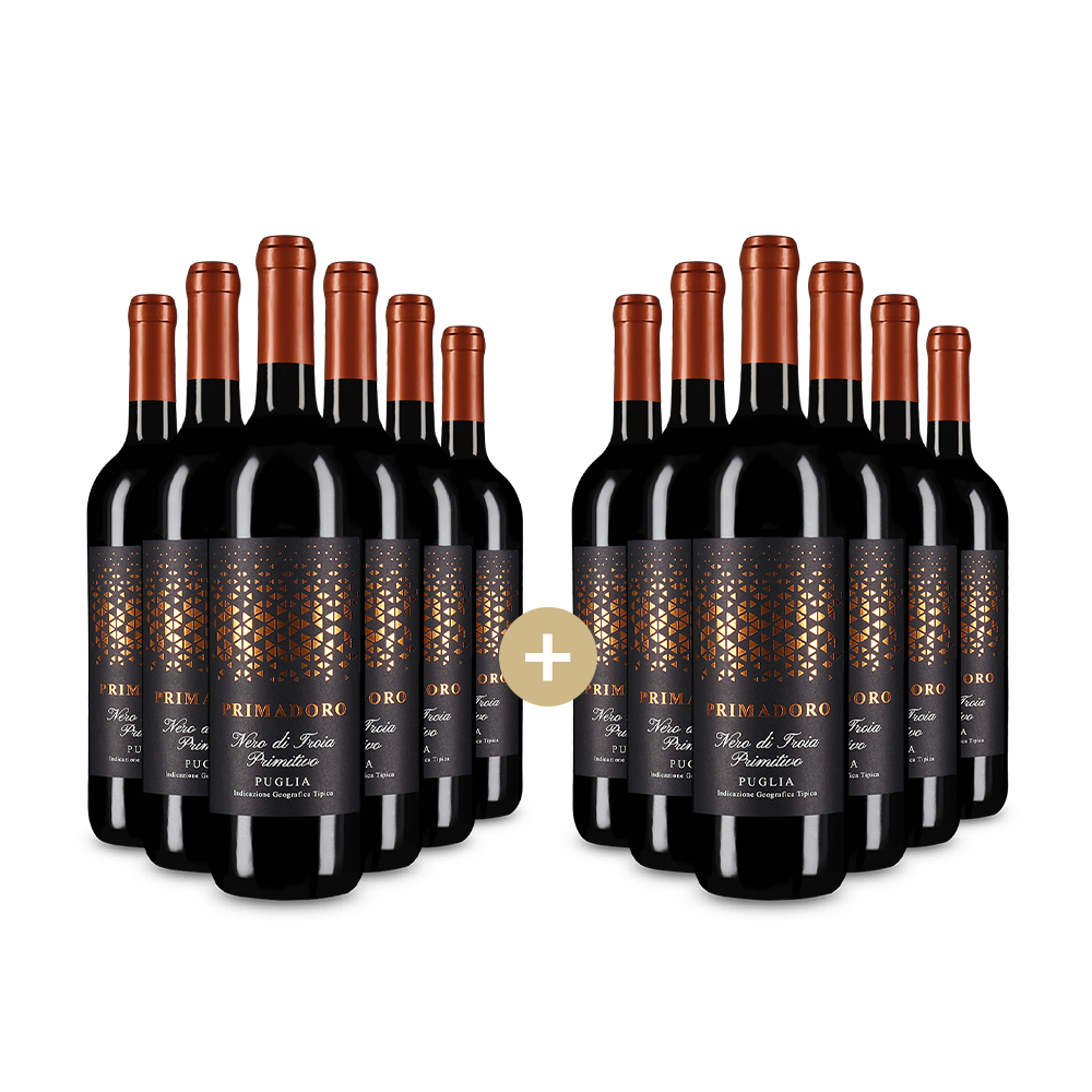 6+6 бутилки Примадоро Неро ди Троя Примитиво 2024 – Gold