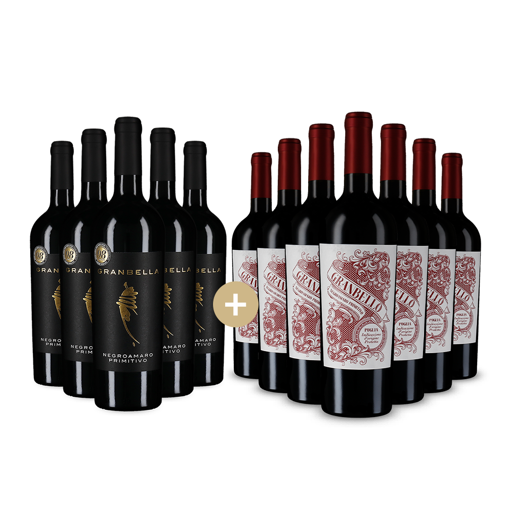 5+7 бутилки апулийски червено вино- хитове на  Granbella & Granbello – Gold