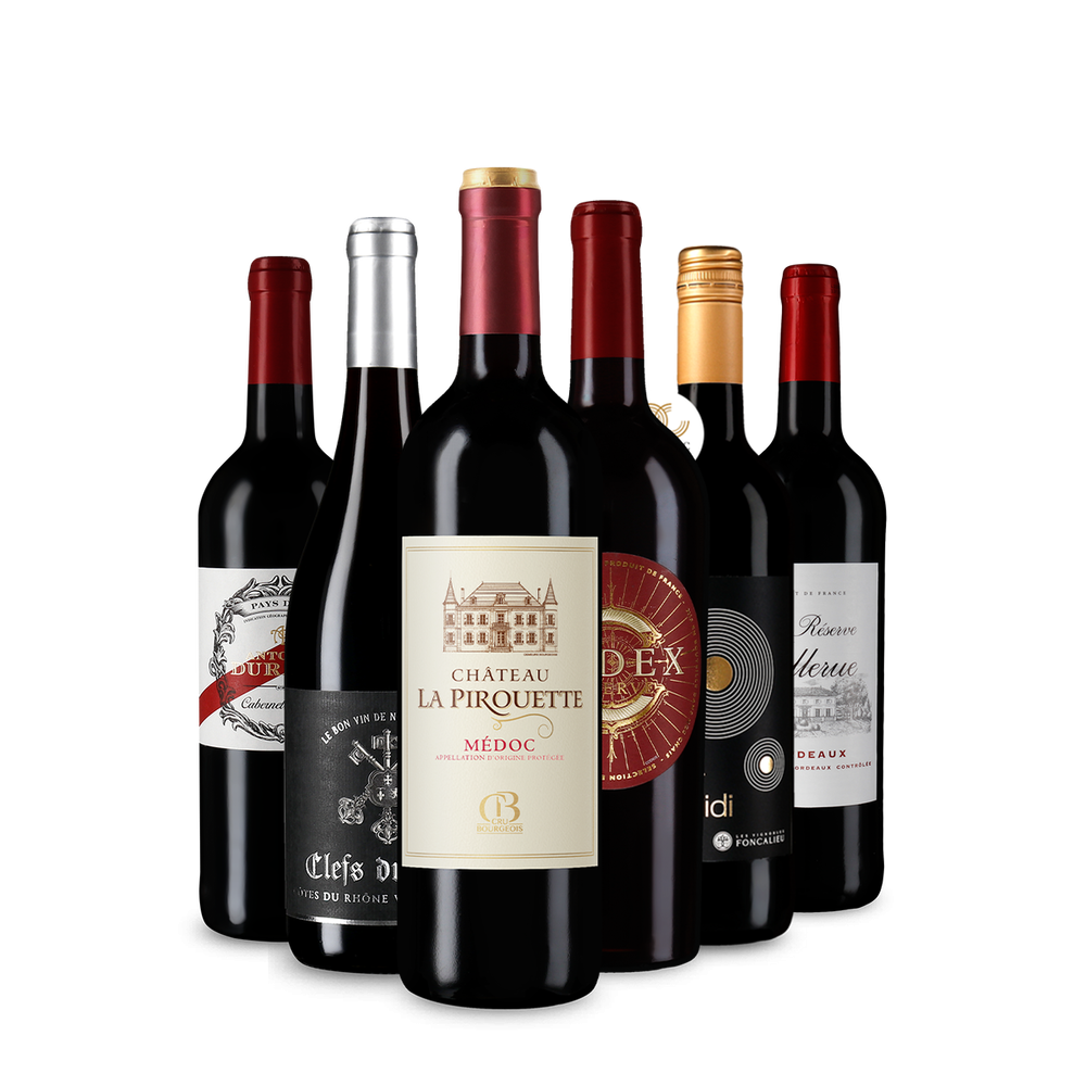Френски червени вина звезди в пакет с 6 бутилки – Gold
